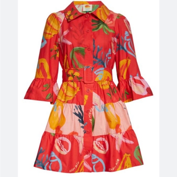 FARM Rio Dresses & Skirts - Farm Rio MIXED FRUITS OCEAN MINI DRESS - Day dress red